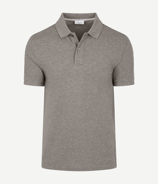 Piqué poloshirt melange bruin Piqué poloshirt melange bruin