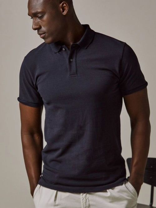 Profuomo piqué poloshirt donkerblauw