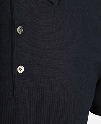 Knitted poloshirt donkerblauw