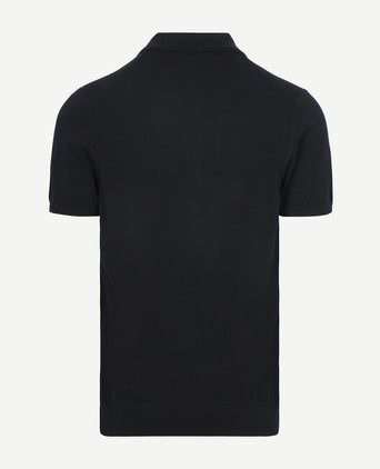 Knitted poloshirt donkerblauw