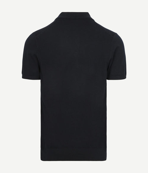 Knitted poloshirt donkerblauw