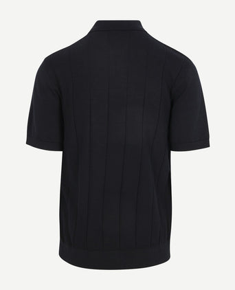 Poloshirt drop needle structure donkerblauw
