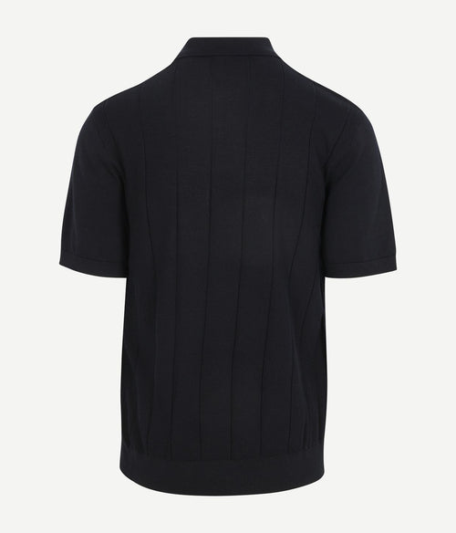 Poloshirt drop needle structure donkerblauw