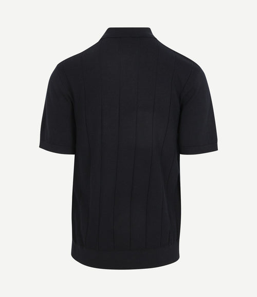 Poloshirt drop needle structure donkerblauw
