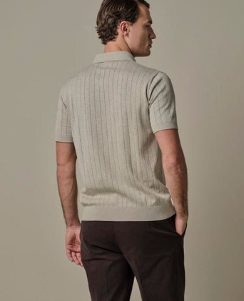 Knitted halve rits poloshirt dropneedle beige