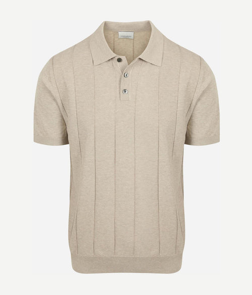 Poloshirt drop needle structure beige