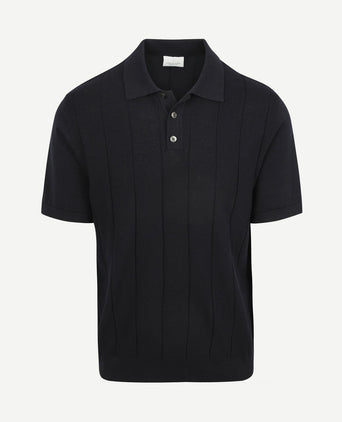 Poloshirt drop needle structure donkerblauw