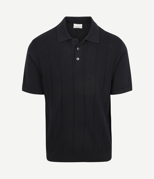 Poloshirt drop needle structure donkerblauw
