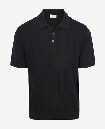Poloshirt drop needle structure donkerblauw