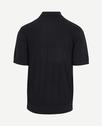 Poloshirt drop needle structure donkerblauw