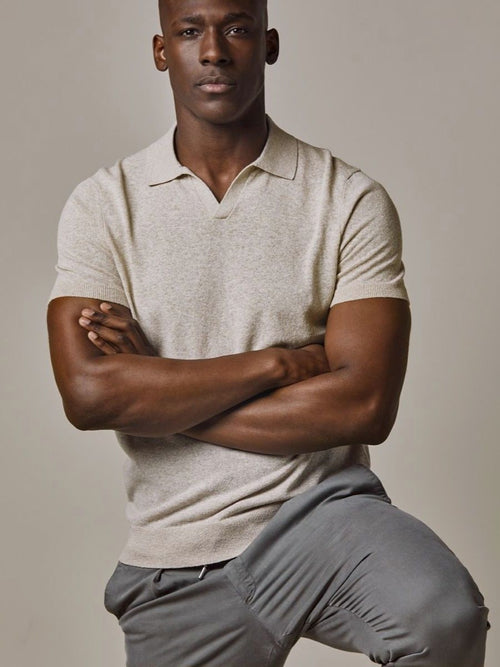 Profuomo poloshirt linen blend beige
