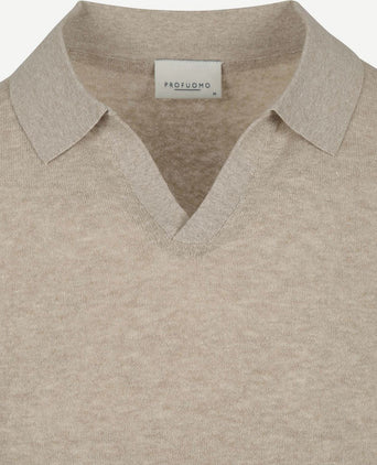 Profuomo poloshirt linen blend beige
