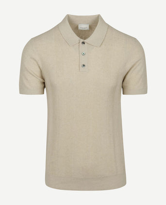 Profuomo poloshirt linen blend herringbone ecru