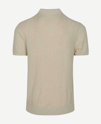 Profuomo poloshirt linen blend herringbone ecru