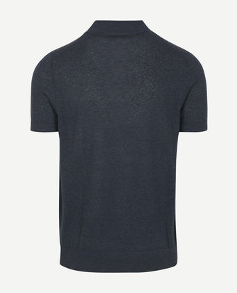 Profuomo poloshirt linen blend donkerblauw