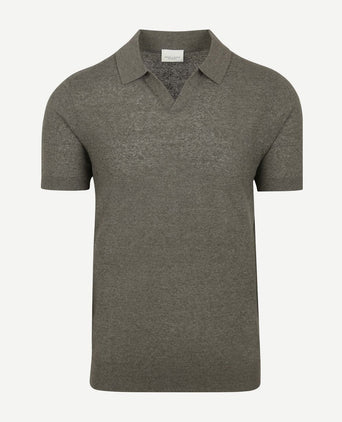 Profuomo poloshirt linen blend olijfgroen