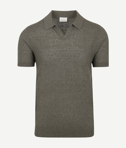 Profuomo poloshirt linen blend olijfgroen