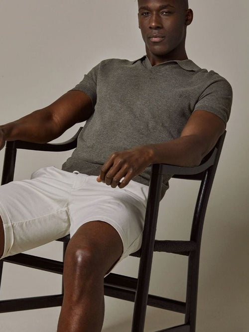 Profuomo poloshirt linen blend olijfgroen