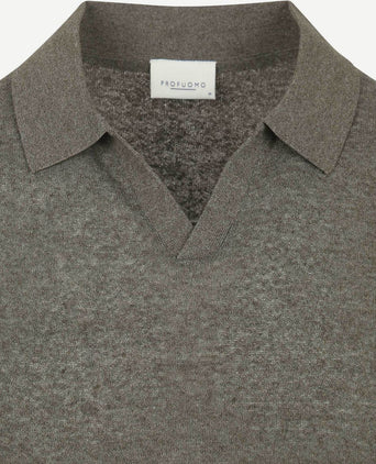 Profuomo poloshirt linen blend olijfgroen