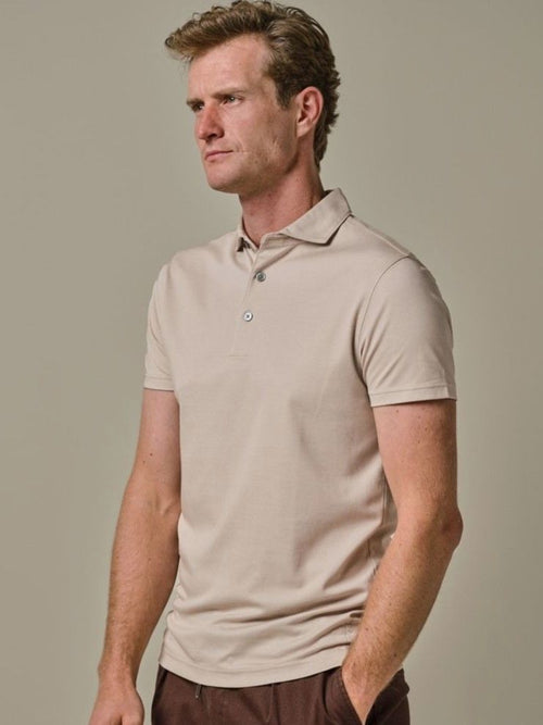 Profuomo poloshirt luxury knitted beige
