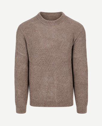 Pullover chenille rib wool blend brown