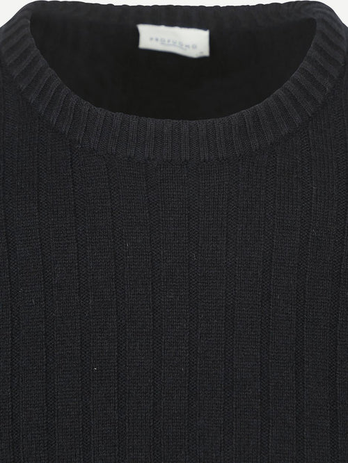 Pullover rib wol blend donkerblauw