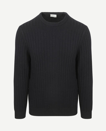 Pullover rib wol blend donkerblauw