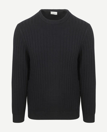 Pullover rib wol blend donkerblauw