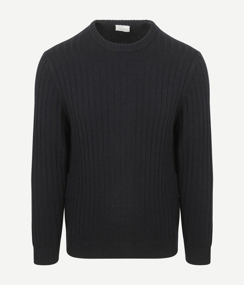 Pullover rib wol blend donkerblauw