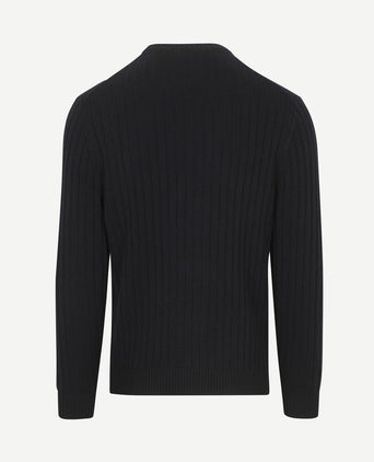 Pullover rib wol blend donkerblauw