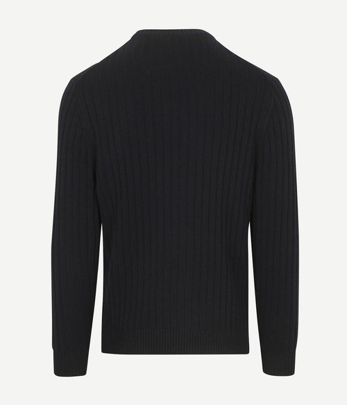 Pullover rib wol blend donkerblauw