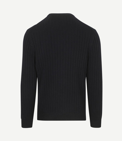 Pullover rib wol blend donkerblauw