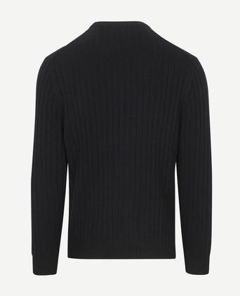Pullover rib wol blend donkerblauw