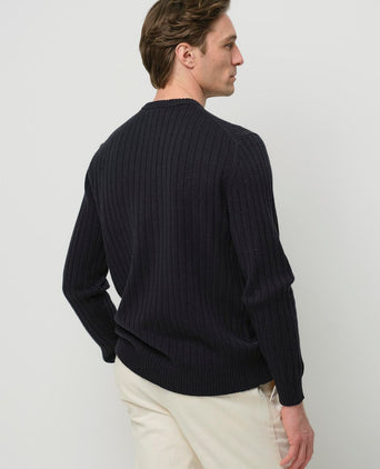 Pullover rib wol blend donkerblauw