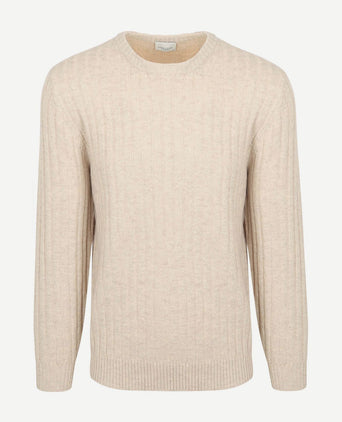 Profuomo pullover rib wol blend sand