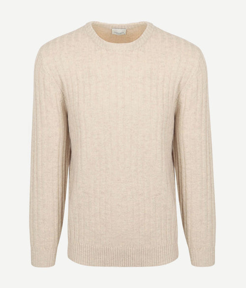 Profuomo pullover rib wol blend sand