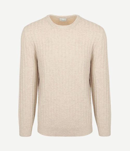 Pullover rib wol blend sand