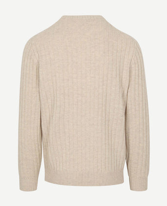 Profuomo pullover rib wol blend sand