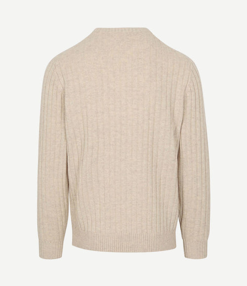 Pullover rib wol blend sand
