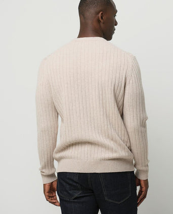 Profuomo pullover rib wol blend sand