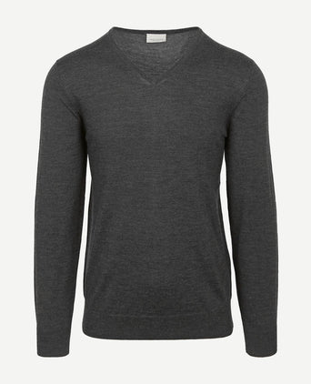 Profuomo pullover v-hals merinowol antraciet