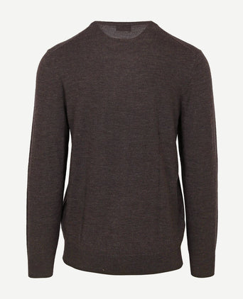 Profuomo pullover v-hals merinowol donkerbruin