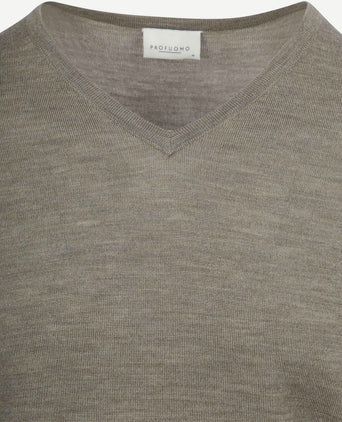 Profuomo pullover v-hals merinowol groen