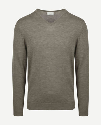 Profuomo pullover v-hals merinowol groen