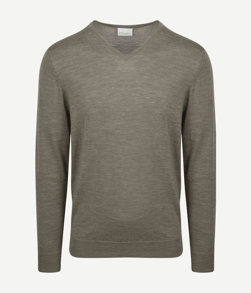Profuomo pullover v-hals merinowol groen