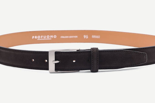 Profuomo riem suede donkerbruin