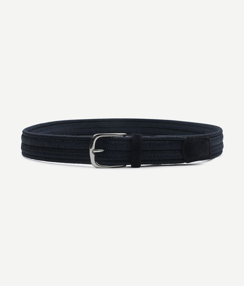Waxed geweven riem donkerblauw