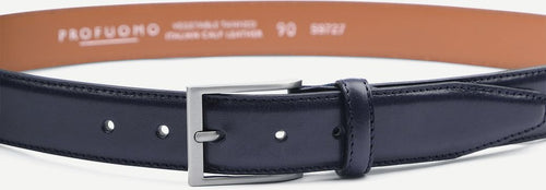 Profuomo riem leer donker blauw