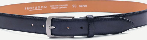 Profuomo riem leer donkerblauw