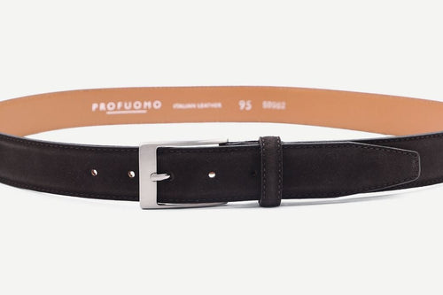 Profuomo riem suede donkerbruin